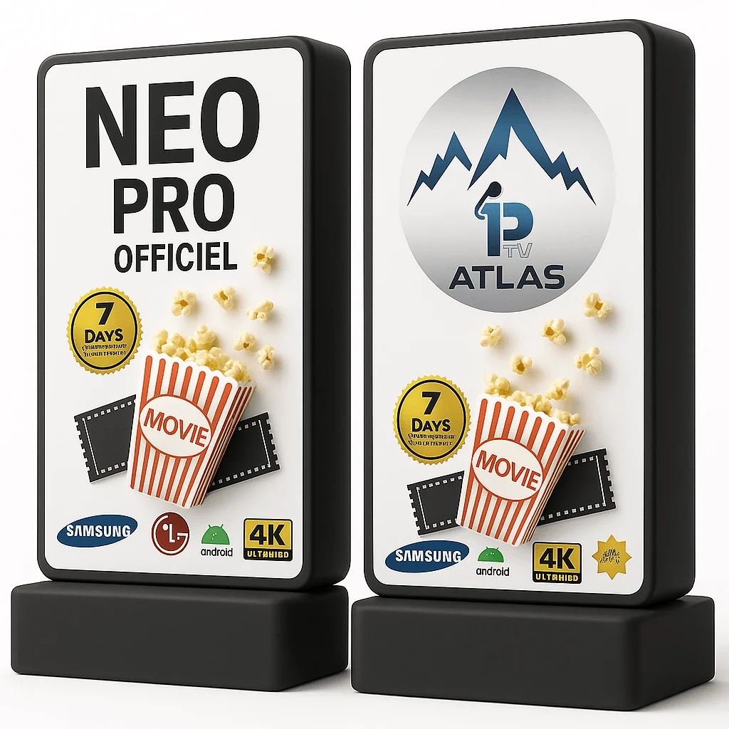 NEO PRO et ATLAS PRO IPTV officiels – abonnements 12 mois compatibles Android et Smart TV
