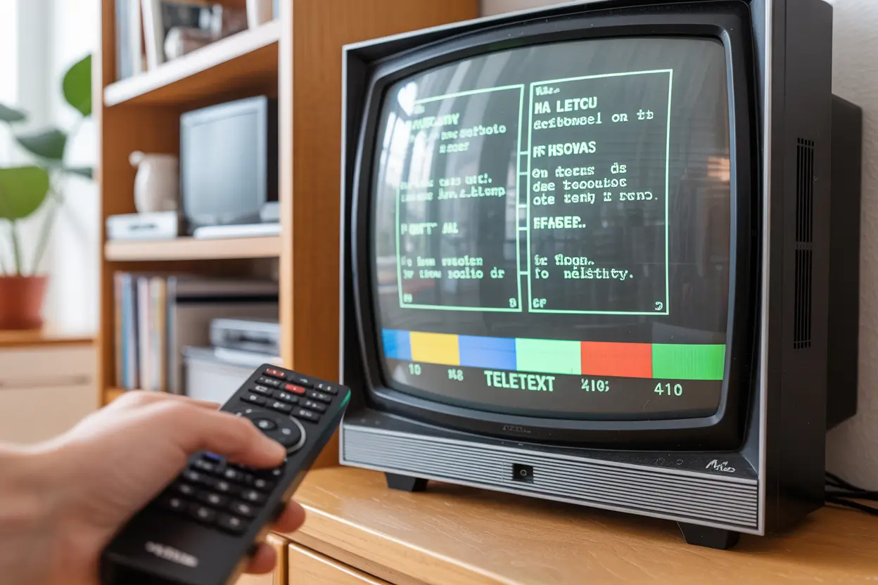 MAG box connected to TV showing classic Teletext interface