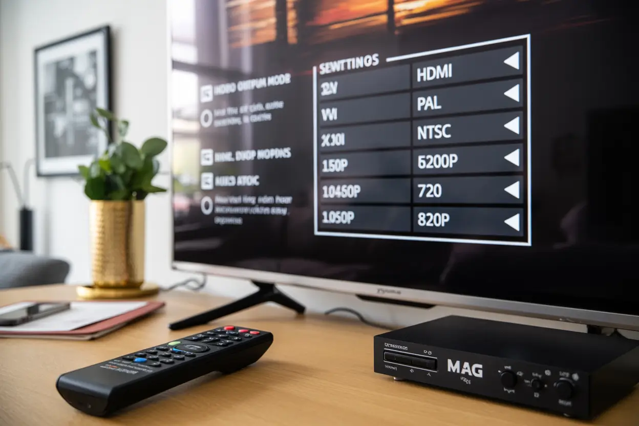 TV settings screen showing video output and graphic resolution options