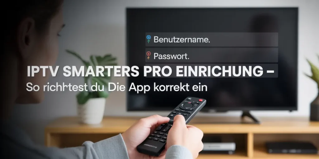 Einrichtungsbildschirm von IPTV Smarters Pro mit deutlich sichtbarem Titel