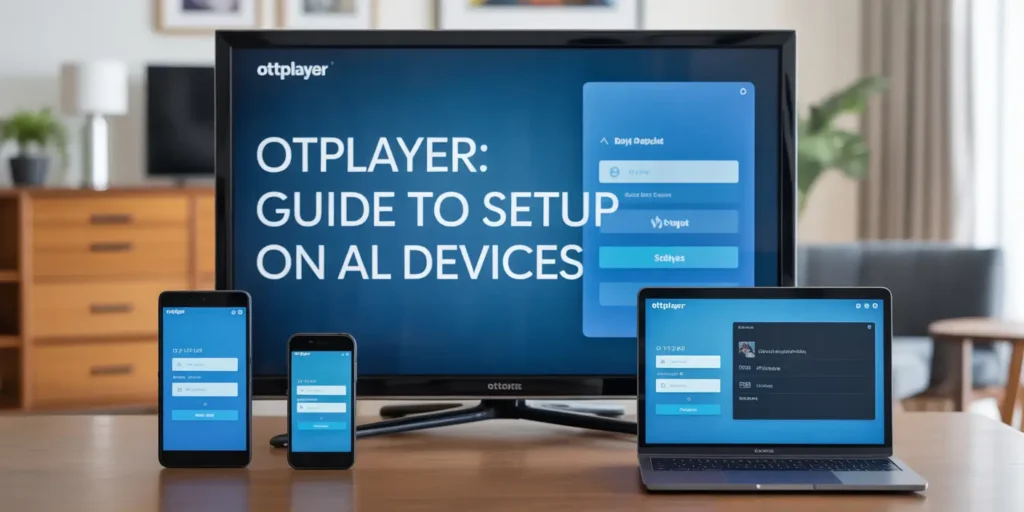 OTTPLAYER setup screen on multiple devices with guide title in focus