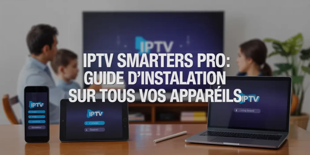 Installation d’IPTV Smarters Pro sur plusieurs appareils avec titre visible
