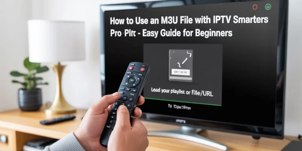 M3U playlist upload screen in IPTV Smarters Pro with guide title visible